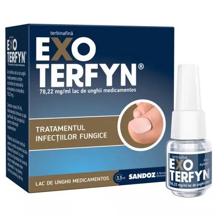 Exoterfyn, 78.22 mg/ml, lac de unghii medicamentos, 3.3 ml, Sandoz