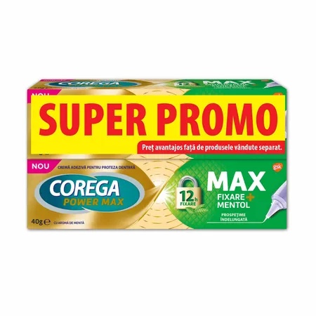 Corega Max Fixare+ Mentol pachet promotional 2x 40g