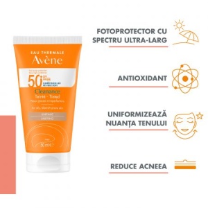 Avene Cleanance Crema Fata Nuantatoare SPF50+ cu TriAsorb, 50 ml - Img 3