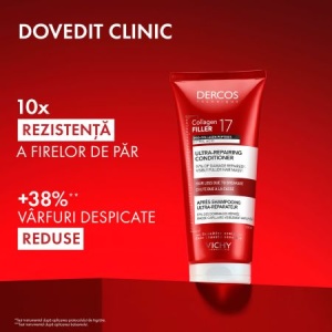 Balsam ultra-reparator cu peptide Pro-Colagen si acid citric Dercos Collagen 17 Filler, 200 ml, Vichy - Img 2