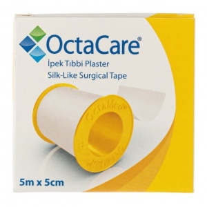 Bandă adezivă medicală pe suport de mătase, 5 cm x 5 m, OctaCare