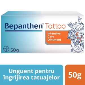 Bayer Bepanthen Tattoo unguent cu pantenol 5% pentru ingrijirea tatuajelor, 50 g