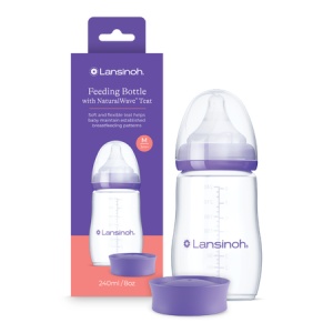 Biberon cu tetină M NaturalWave, +3 luni, +3 luni, 240 ml, Lansinoh