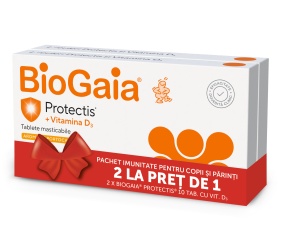 BioGaia Protectis cu vitamina D3 800 UI, tablete masticabile cu aroma de portocale, 2 x 10 buc
