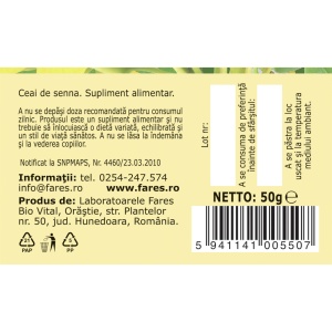 Ceai Senna Frunze, D131, 50 g, Fares - Img 3