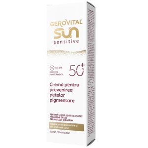 Crema de fata anti-pete pigmentare cu SPF 50+ Sun Sensitive, 50 ml, Gerovital