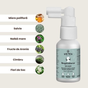 Faunus Respiratorus Gât Liniștit, spray de gât pentru adulți cu propolis și miere, 30 ml - Img 4