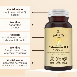 Faunus Vitamina D3 5000 UI, 30 Capsule - Img 5
