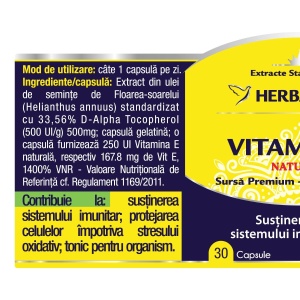 Herbagetica Vitamina E Naturala, 30 capsule - Img 2