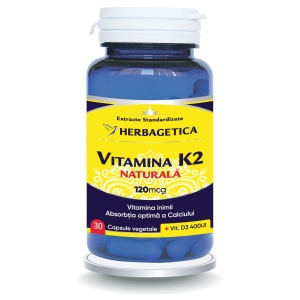 Herbagetica Vitamina K2 MK7 Naturala, pachet 2 x 30 capsule