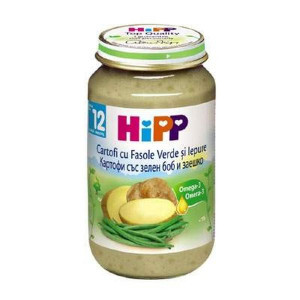 HIPP CARTOFI CU FASOLE VERDE SI IEPURE 220G