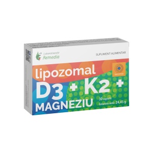 Lipozomal D3 + K2 + Magneziu, 30 capsule, Laboratoarele Remedia