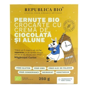 Pernute Bio crocante cu crema de ciocolata si alune, fara gluten, 250g, Republica Bio - Img 1
