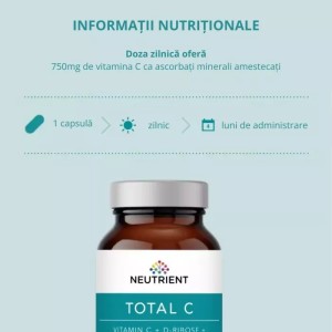 Total C Formula avansata cu 5 tipuri de vitamina C, 120 capsule, Neutrient - Img 3