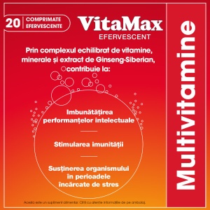 VitaMax Efervescent Multivitamine cu Ginseng Siberian, 20 comprimate efervescente, Perrigo - Img 4