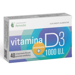 Vitamina D 1000 UI, 40 comprimate, Remedia