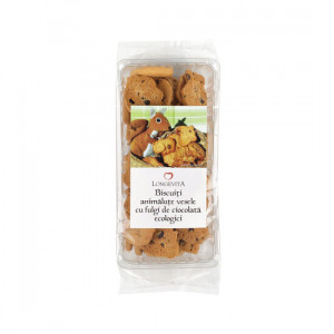 Biscuiti BIO Animalute Vesele cu fulgi de Ciocolata x175g Logevita