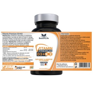 Boost4Life Vitamina D3 2000 UI + K2 75 mcg Premium MGCaps, 60 capsule - Img 2
