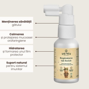 Faunus Plant Respiratorus Gât Fericit, spray de gât pentru copii cu propolis și miere, 30 ml - Img 5
