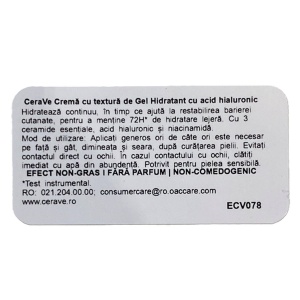Gel-crema cu acid hialuronic pentru hidratarea tenului HA Water Gel, 48 ml, CeraVe - Img 2