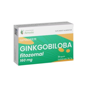 Ginkgo biloba fitozomal Ginkorem 160 mg, 30 capsule, Laboratoarele Remedia