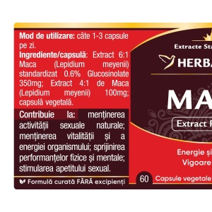 Herbagetica Maca 0.6/4:1, pachet 2 x 60 capsule - Img 2