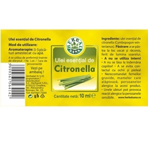 Herbavit Ulei Esențial de Citronella, 10 ml - Img 2