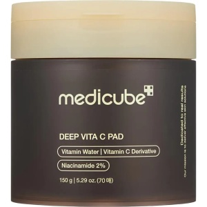 Medicube Deep Vita C Pad, dischete tonice cu vitamina C pentru ten luminos, 70 bucăți