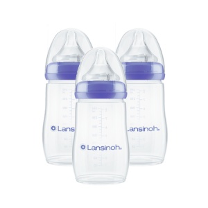 Pachet 3 biberoane cu tetină NaturalWave flux mediu, 240 ml, Lansinoh