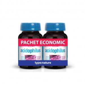Pachet Acidophilus cu Lactobacillus acidophilus NU-11, 2 x 60 tablete, Naturmil