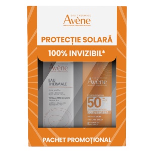 Pachet Spray pentru Protecție Solară SPF 50, 200 ml + Apă Termală Spray, 150 ml, Avene