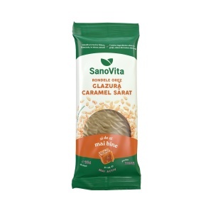 Sanovita Rondele din Orez cu Glazură de Caramel Sărat, 66 g