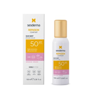 Sesderma Repaskin Comfort Mist Solar Geranium SPF 50, spray solar transparent, 100 ml