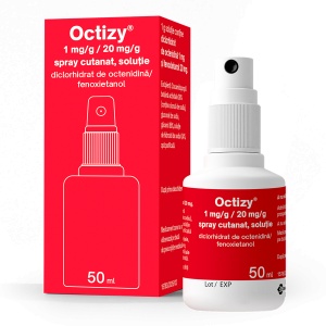 Spray antiseptic Octizy, 1 mg/g/20 mg/g, 50 ml, Egis Pharmaceuticals