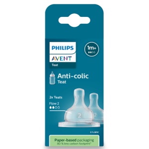 Tetină anti-colici Philips Avent, 1 luna+, debit 2, 2 bucăți, SCY762/02, Philips