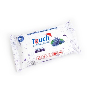 Touch Șervețele Umede Antibacteriene Violet, 15 bucăți