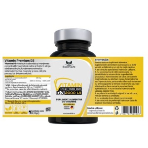 Vitamina D3 Premium, 2000 UI, 60 capsule moi, Boost4Life - Img 2