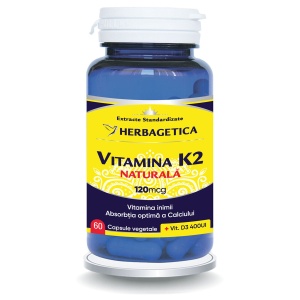 Vitamina K2 Naturală 120 µg, 60 capsule, Herbagetica