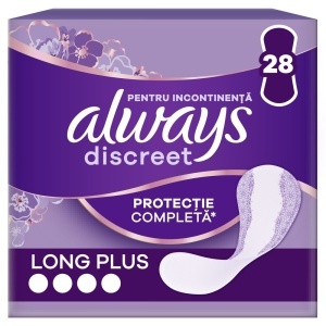 Always Discreet Liners Long Plus Absorbante Zilnice pentru Pierderi Urinare, 28 bucăți