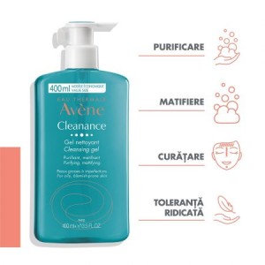Avene Cleanance gel de curatare pentru ten gras si acneic, 400 ml - Img 5