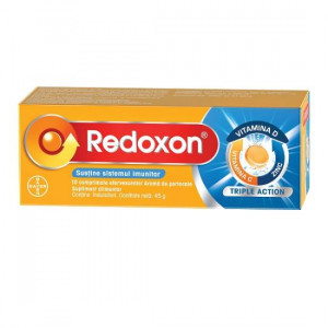 Bayer Redoxon Triple Action vitamina C 1000 mg, vitamina D 400 UI si zinc 10 mg, 10 comprimate efervescente