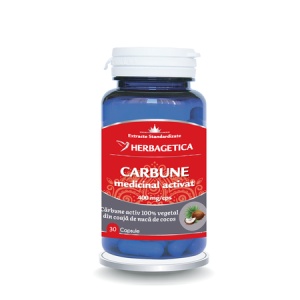 Cărbune medicinal activat, 30 capsule, Herbagetica