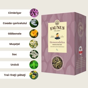 Faunus Ceai Hemorodalus cu coada-soricelului, galbenele si musetel, 90 g - Img 2