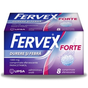 Fervex Durere si Febra Forte 1000 mg, 8 comprimate efervescente, Upsa