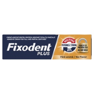 Fixodent Plus Strong Bite cremă adezivă pentru proteze, 40 g