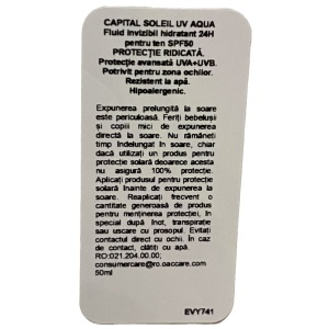 Fluid Hidratant Invizibil cu Protectie Solara SPF 50 Capital Soleil UV Aqua, 50 ml – Vichy - Img 2