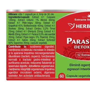Herbagetica Parasites 12 Detox Forte, pachet 2 x 60 capsule - Img 2