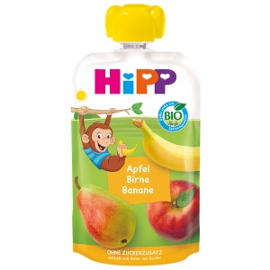 HiPPiS Piure Bio din Măr, Pară și Banană, de la 12 luni, 100 g