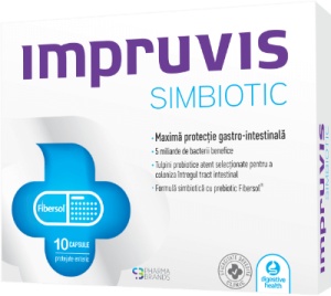 Impruvis Simbiotic Probiotice cu Fibersol, 10 Capsule - Img 1
