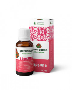 Îndulcitor lichid Green Sugar cu aromă de căpșuni, 50 ml, Laboratoarele Remedia